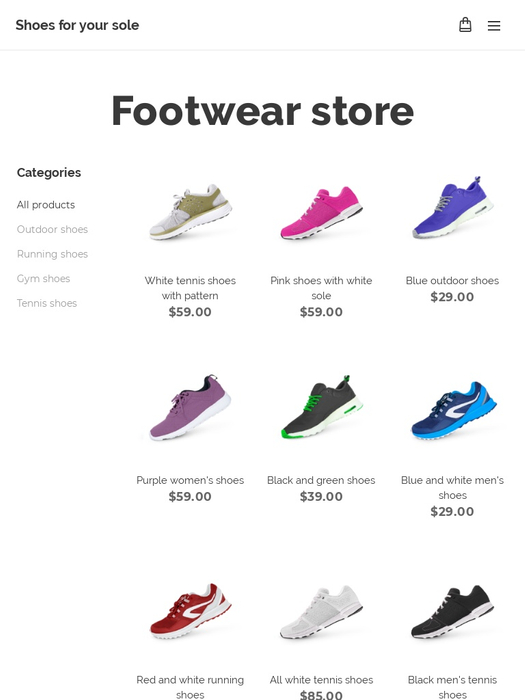 Shoe store template - Website template - Webnode