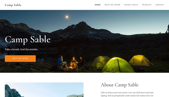 Campground Website Template - Website template