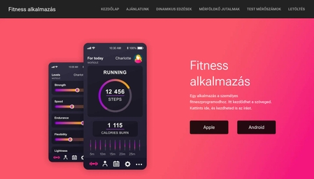 Fitness alkalmazás webhelysablon