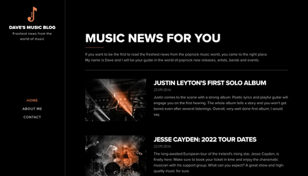 Music Blog Website Template