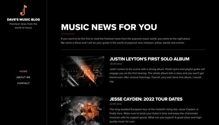 Music Blog Website Template - Website template