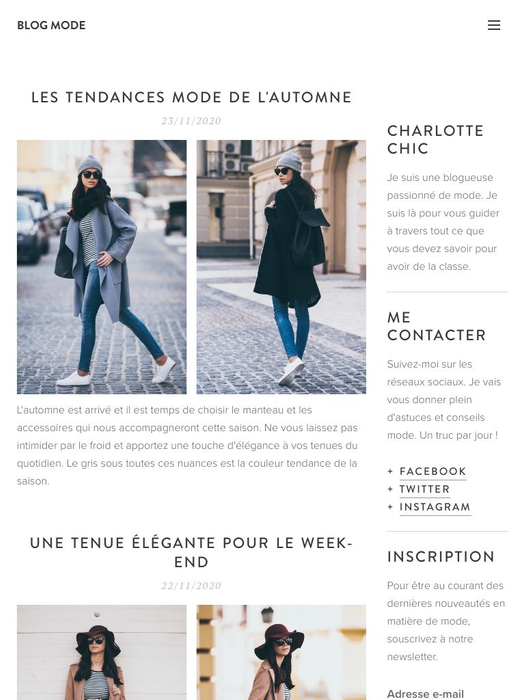 Modèle : Blog de mode - Modèle - Webnode